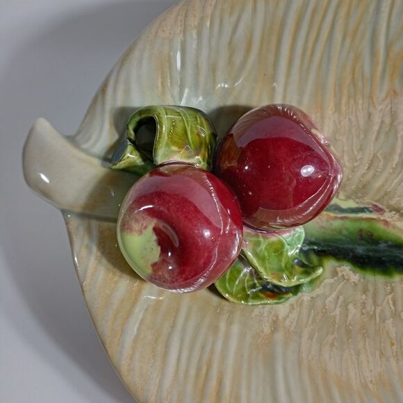 ENCHANTO Dish #324 Pottery Leaf Red Apples California USA approximately 8" x 16" - Picture 2 of 11